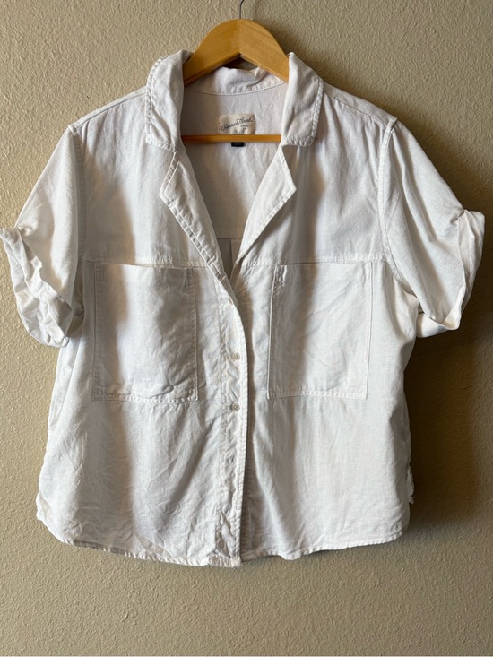 Universal Thread Tops - Universal Thread Linen Blend Shirt Jacket White Utility Shacket Large